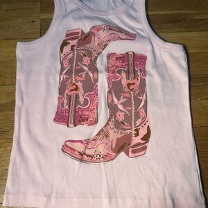 Mighty Fine Pink and Brown Cowboy Boots Tank Top